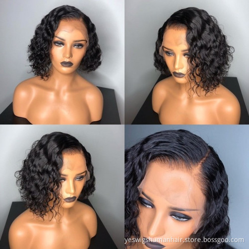 Yeswigs Cheap Raw Brazilian Virgin Depp Wave Human Hair Bob Wig Hd Full Lace Front Wig Human Hair Curly Short Bob Wigs Vendor